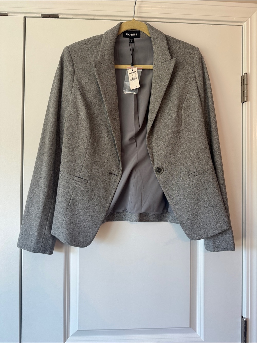 Express Women's Gray Single-Button Tailored Blazer